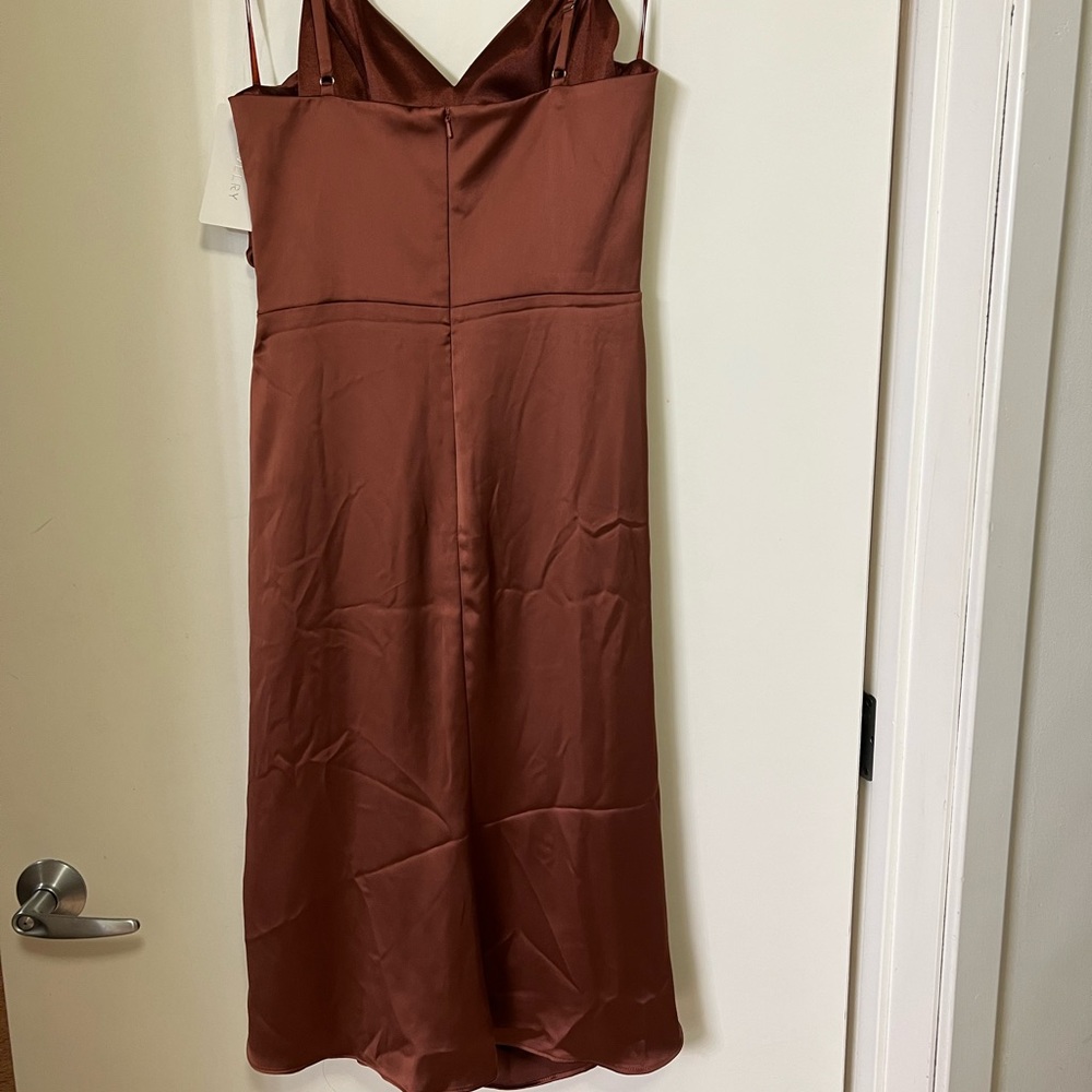Revelry Rory Satin Midi Bridesmaid Dress. Size 8. Color: Cinnamon Rose.